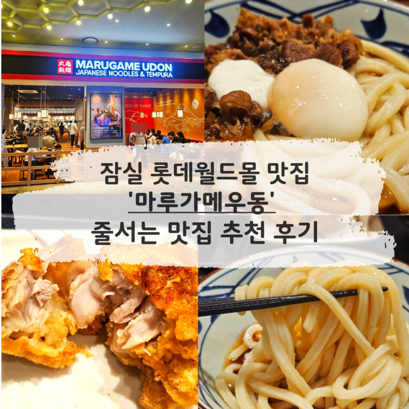 잠실 맛집 | 롯데월드몰 마루가메우동 웨이팅 니쿠타마 우동 튀김 후기
