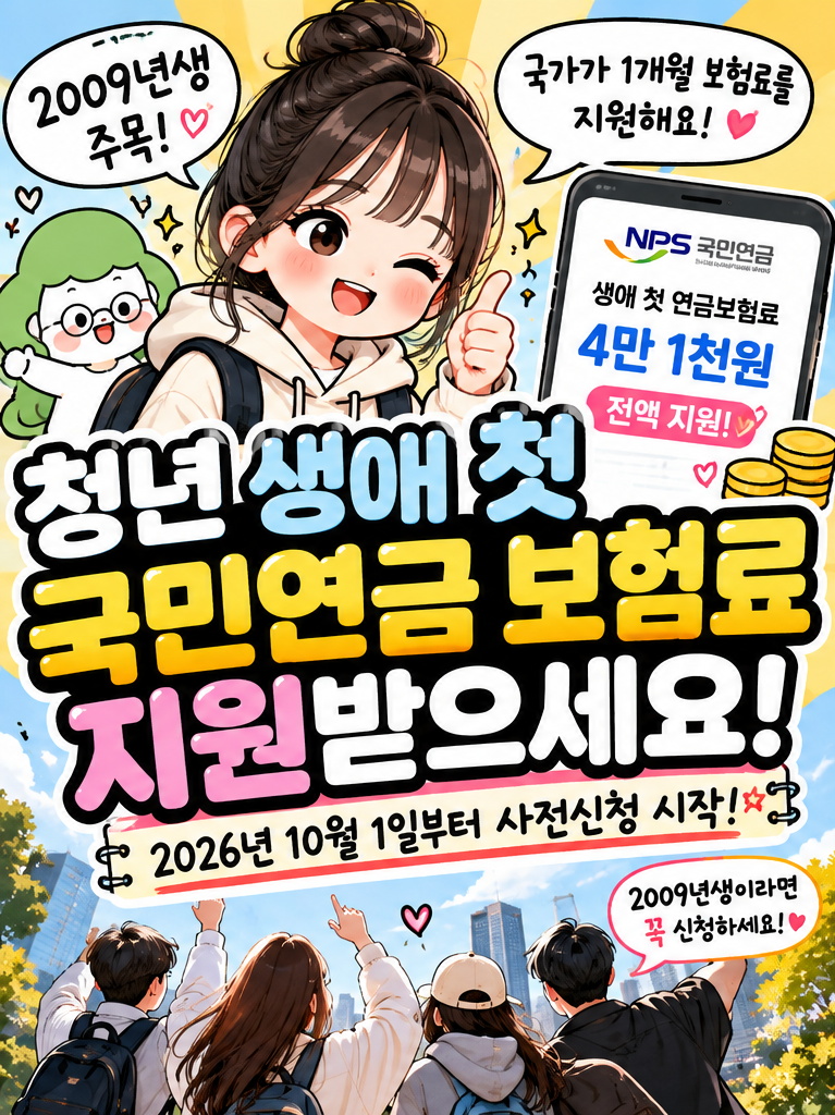 2009년생 국민연금 4만1천원 지원｜청년 생애 첫 연금보험료 사전신청 방법