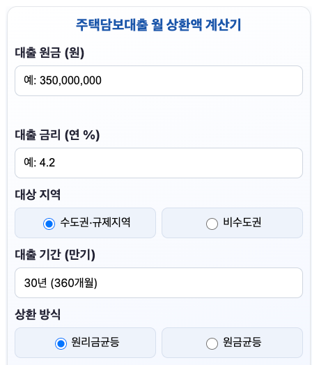 주택담보대출 계산기, 금리 유형만 바꿔도 한도가 억 단위로 갈립니다