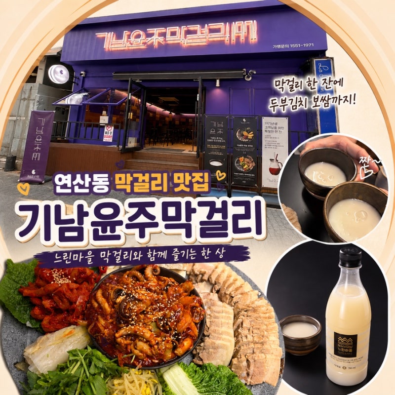 부산 연산동 술집 막걸리맛집 기남윤주막걸리