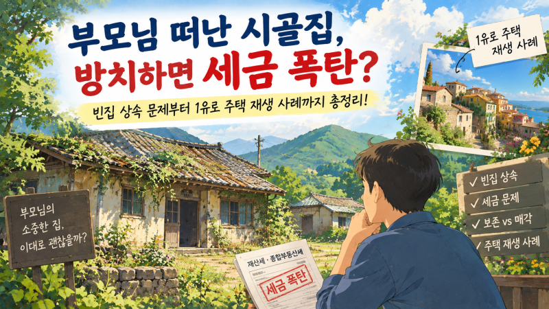 [No. 410] 부모님 떠난 시골집, 방치하면 세금 폭탄? 빈집 상속 문제부터 1유로 주택 재생 사례....