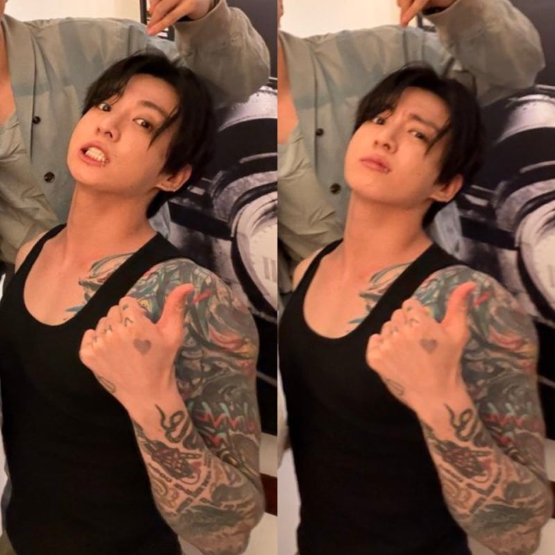 뷔·지민과 떴다…민소매 정국의 '이것'에 시선 고정