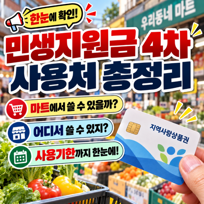 민생지원금 4차 사용처 총정리, 쓸수 있는곳·못쓰는 곳과 지역별 사용기한 (2026)