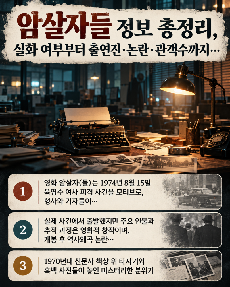 암살자들 정보 총정리, 실화 여부부터 출연진·논란·관객수까지 한 번에