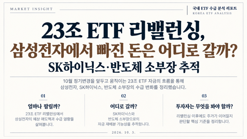 23조 ETF 리밸런싱, 삼성전자에서 빠진 돈은 어디로 갈까? SK하이닉스·반도체 소부장 추적