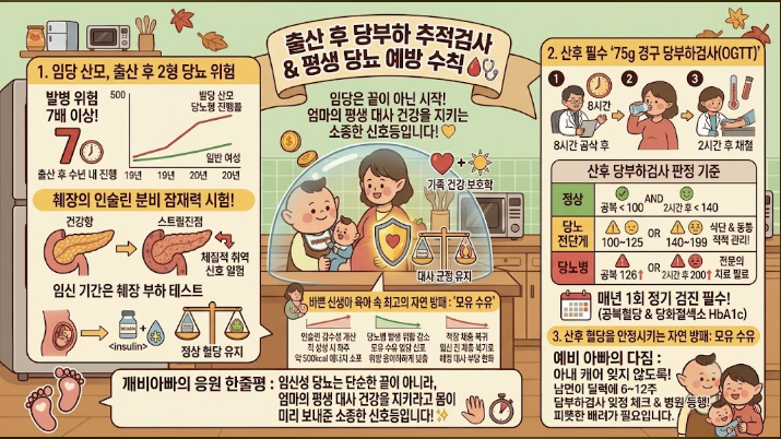 출산하고 나면 임당 끝난 줄 알았다고?! 출산 후 6~12주 필수 '당부하 추적검사' & 평생 당뇨 예....
