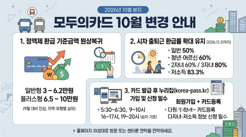대중교통비 환급 모두의카드 2026｜10월부터 기준금액 원상복귀 총정리