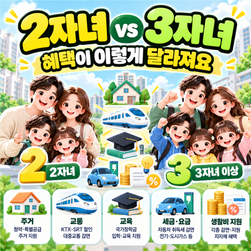 2026 3자녀 혜택, 2자녀와 무엇이 달라질까요?