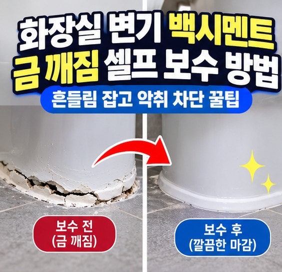 화장실 변기 백시멘트 금 깨짐 셀프 보수 방법 및 냄새 악취 차단 꿀팁