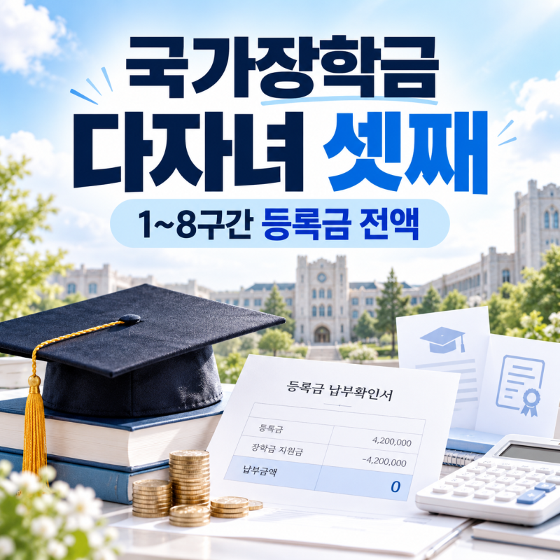 국가장학금 다자녀 셋째, 첫째 때 냈던 등록금으로 계산하면 틀립니다