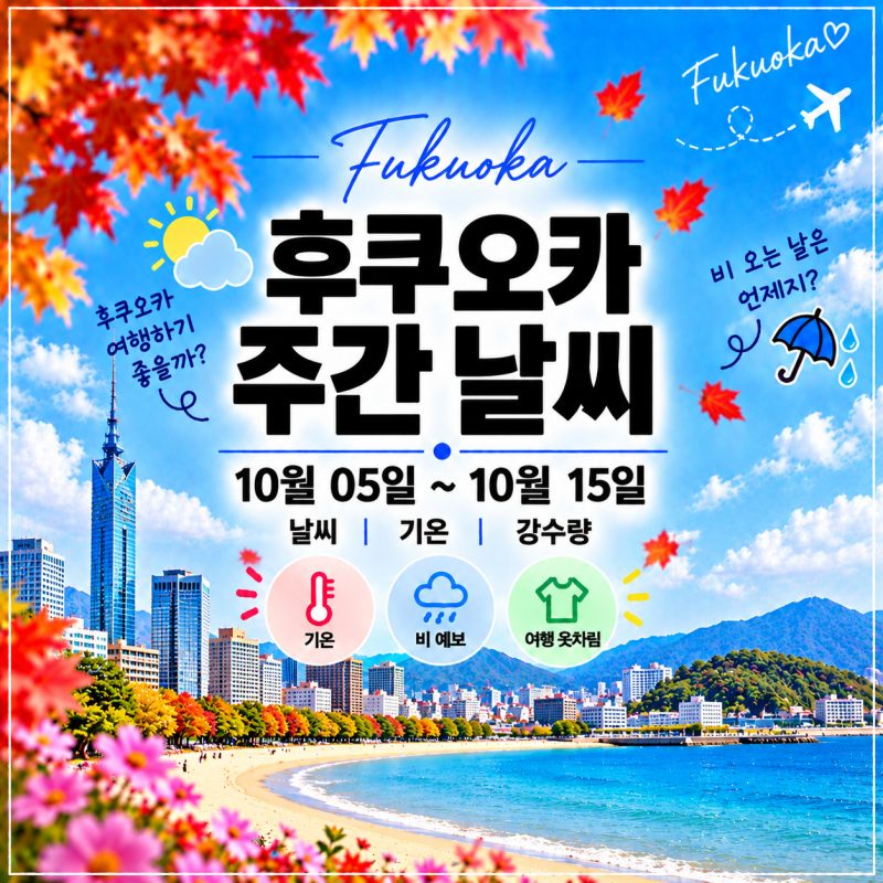 ✈️ 10월초 후쿠오카 날씨 어떨까?｜10월 5일~15일 비 오는 날·여행 옷차림