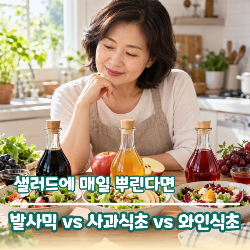 발사믹 식초 vs 사과식초 vs 와인식초, 샐러드에 넣는다면?