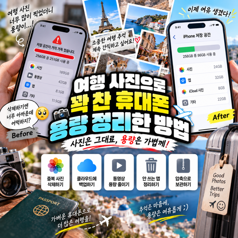 여행 사진으로 꽉 찬 휴대폰, 용량 정리한 방법