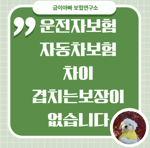 운전자보험 자동차보험 차이, 겹치는 보장이 없습니다 2026최신판