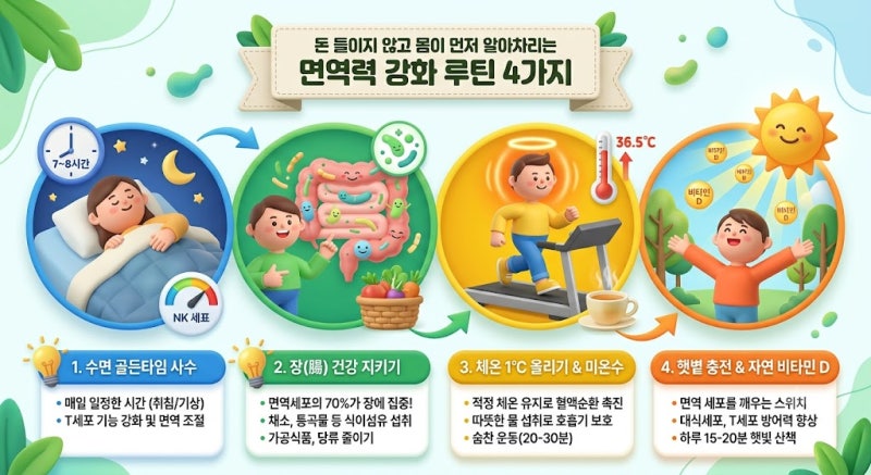 비싼 영양제 사기 전에 '이 4가지'부터 하세요 (돈 안 드는 면역력 강화 루틴)