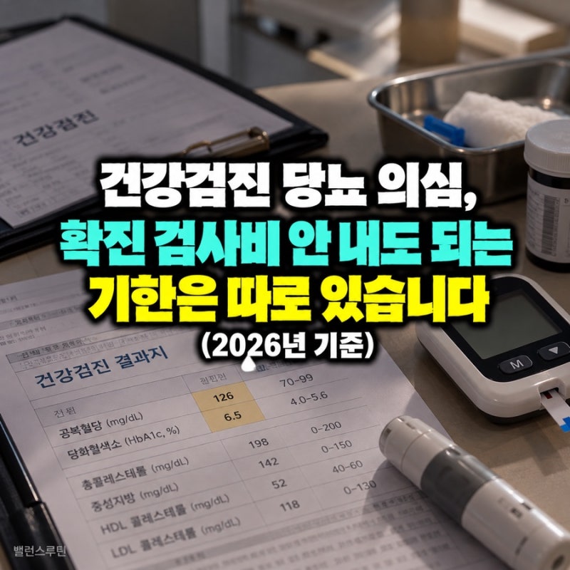 건강검진 당뇨 의심, 확진 검사비 안 내도 되는 기한은 따로 있습니다 (2026년 기준)