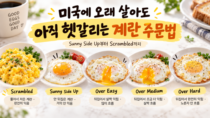 미국에 오래 살아도 아직 헷갈리는 계란 주문법 | Sunny Side Up부터 Scrambled까지