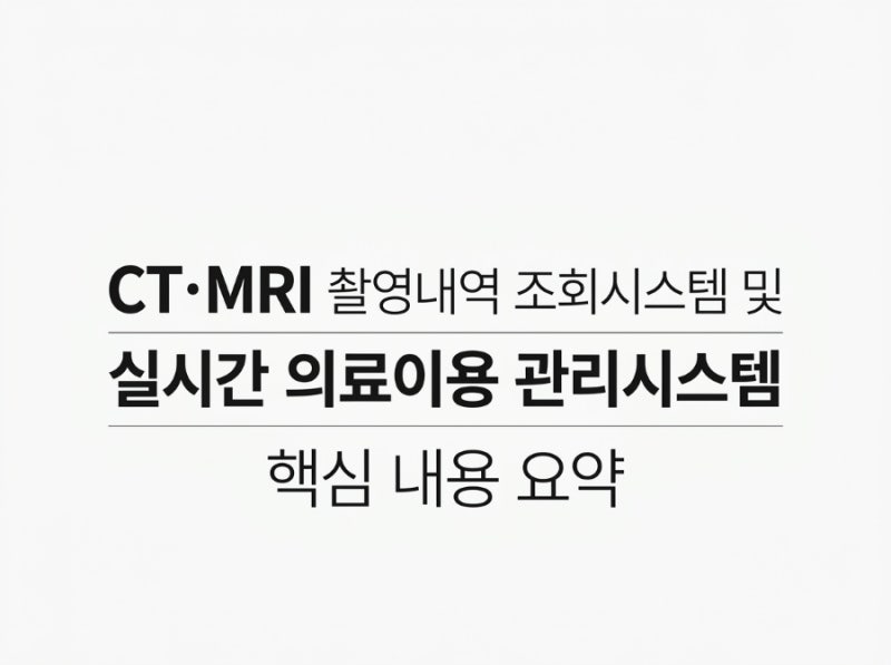 CT·MRI 촬영이력 조회 시스템 실시간 의료이용 관리 제도 핵심 내용 정리
