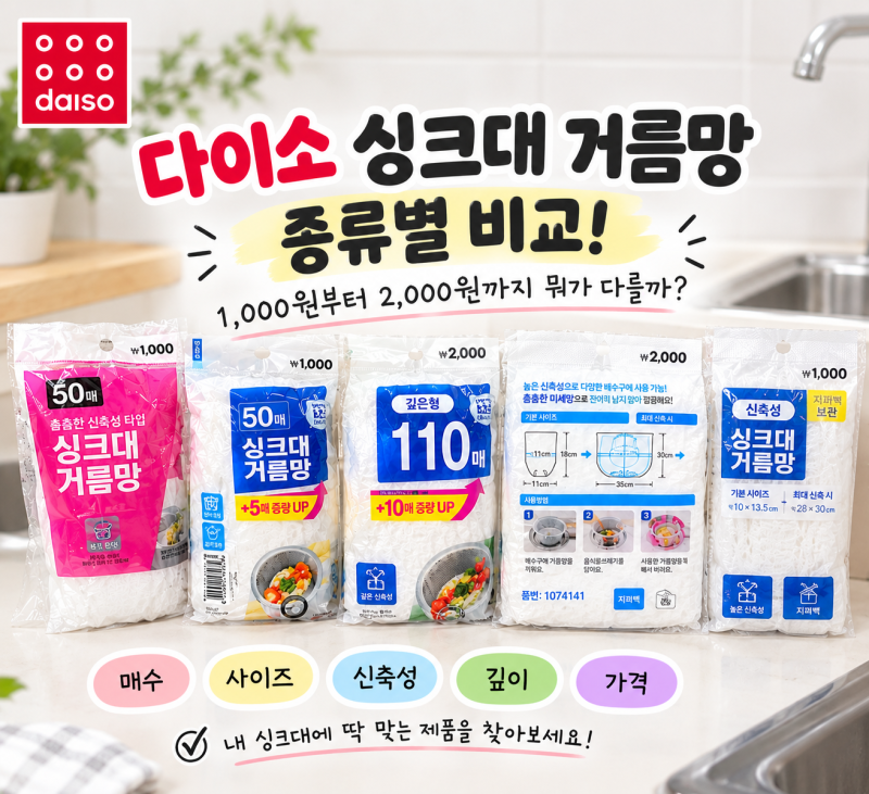 다이소 싱크대 거름망 종류별로 살펴봤어요, 어떤 걸 골라야 할까?