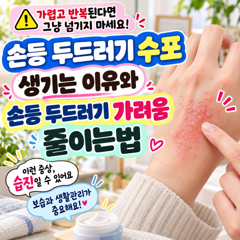 손등 두드러기 수포 생기는 이유와 손등 두드러기 가려움 줄이는법