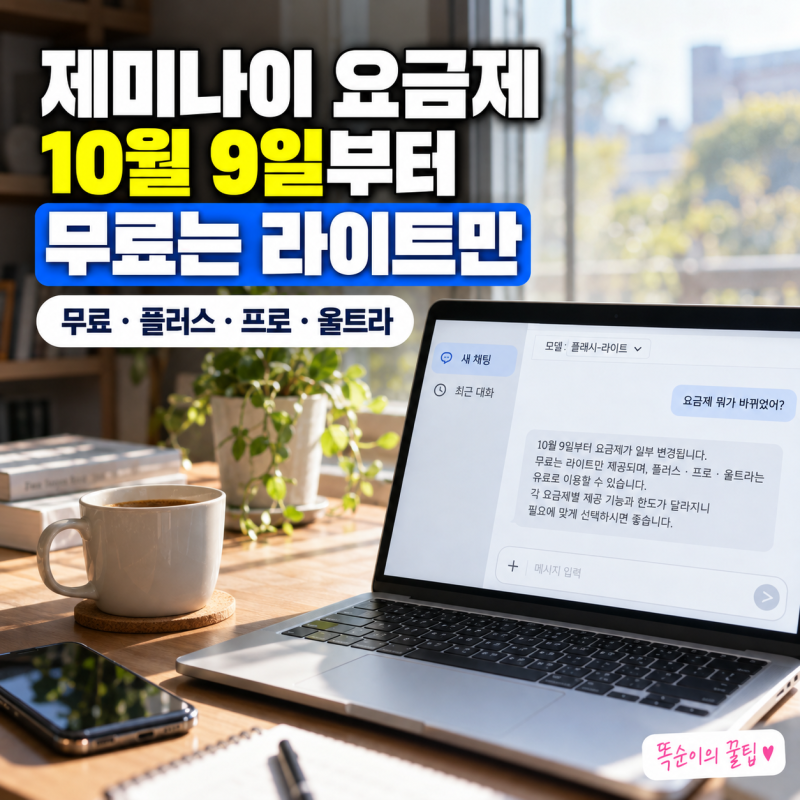 제미나이 요금제 개편 총정리, 10월 9일부터 무료는 플래시-라이트만? AI 플러스·프로 차이와 ....