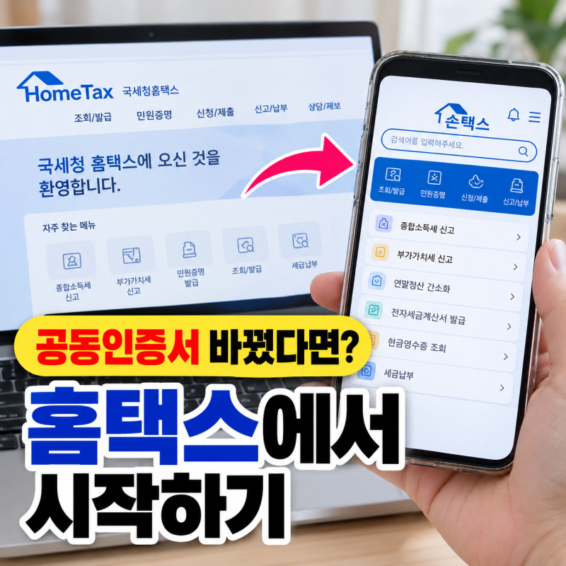 홈택스 공동인증서 등록 방법｜셀프로 갱신·재발급 후 다시 등록하는 방법까지