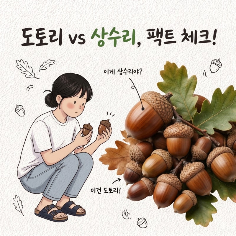 "도토리랑 상수리가 같은 줄 알았어요" 상수리 도토리 차이 구별 도토리묵 참나무 6종 도토리....