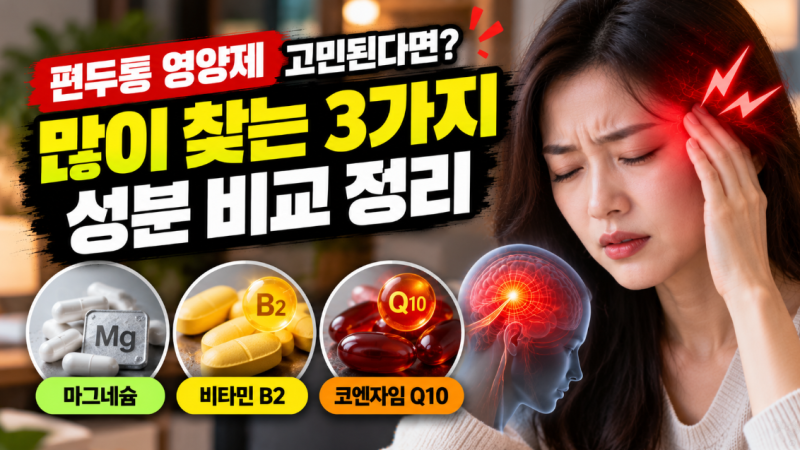 편두통 영양제 고민된다면? 많이 찾는 3가지 성분 비교 정리