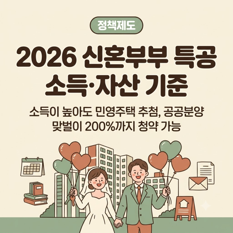 신혼부부 특별공급 조건 2026, 소득 기준과 자산 기준 한 번에 정리