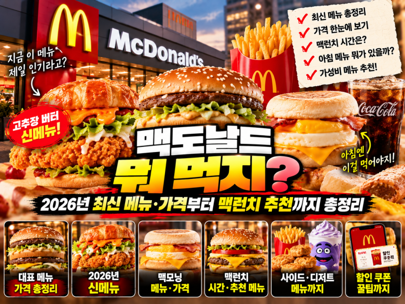 맥도날드 뭐 먹지? 2026년 최신 메뉴·가격부터 맥런치 추천까지 총정리
