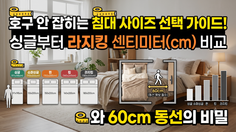 침대 사이즈 종류 및 배치: 싱글, 슈퍼싱글, 더블, 퀸, 슈퍼싱글, 킹, 패밀리 침대 규격 정리