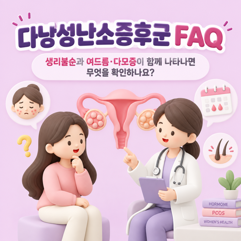 다낭성난소증후군 FAQ｜생리불순과 여드름·다모증이 함께 나타나면 무엇을 확인하나요?