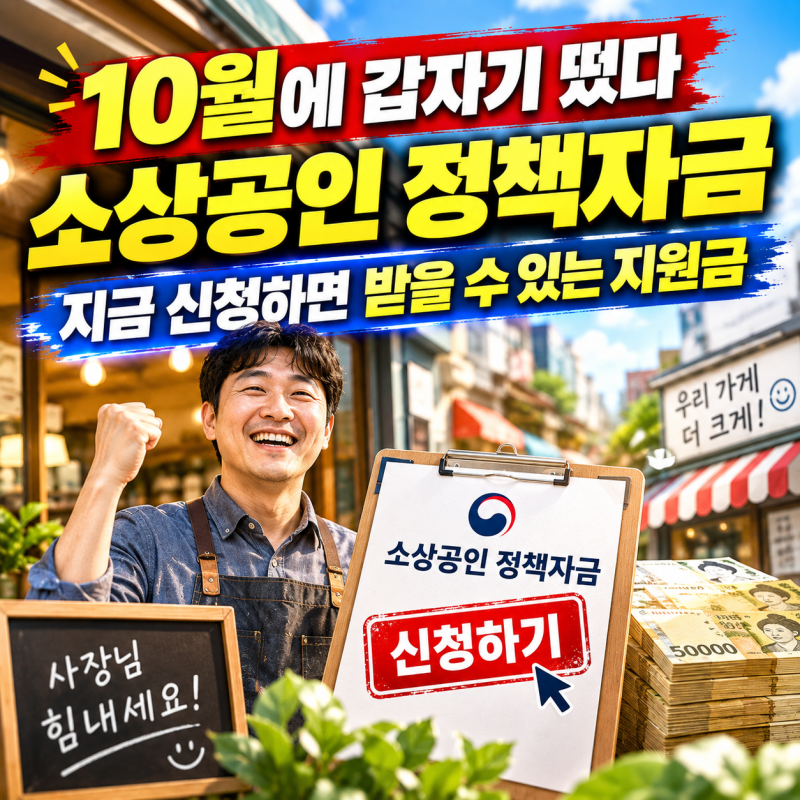 “10월에 갑자기 떴다” 소상공인 정책자금, 지금 신청하면 받을 수 있는 지원금