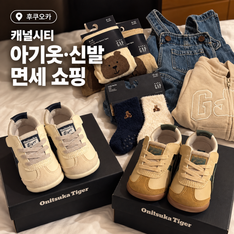 후쿠오카 캐널시티 아기옷 쇼핑 | GAP ·오니츠카타이거 키즈 면세 후기
