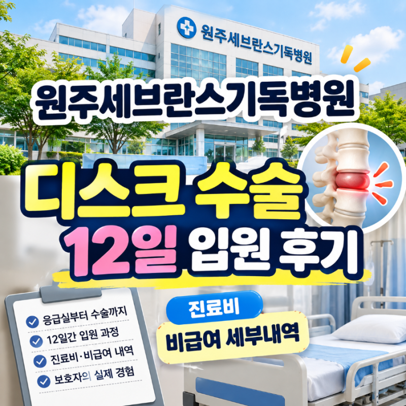 원주세브란스기독병원 허리디스크 수술 후기｜12일 입원비·비급여 세부내역