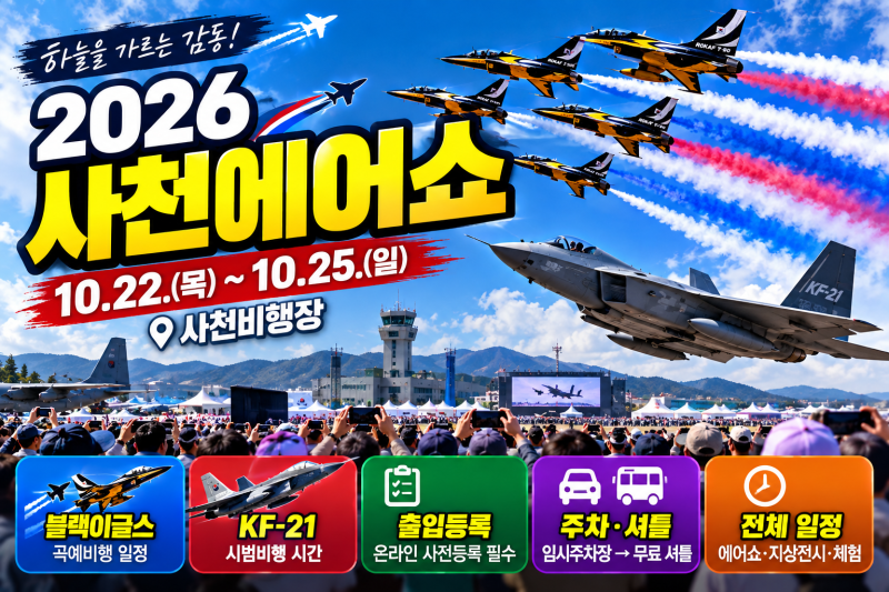 2026 사천에어쇼 일정 총정리｜블랙이글스·KF-21 시간·출입등록·주차 셔틀