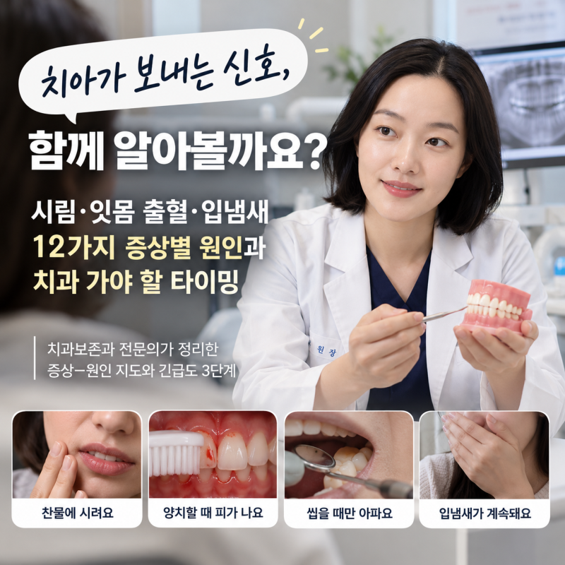 치아가 보내는 신호, 함께 알아볼까요? — 시림·잇몸 출혈·입냄새 12가지 증상별 원인과 치....