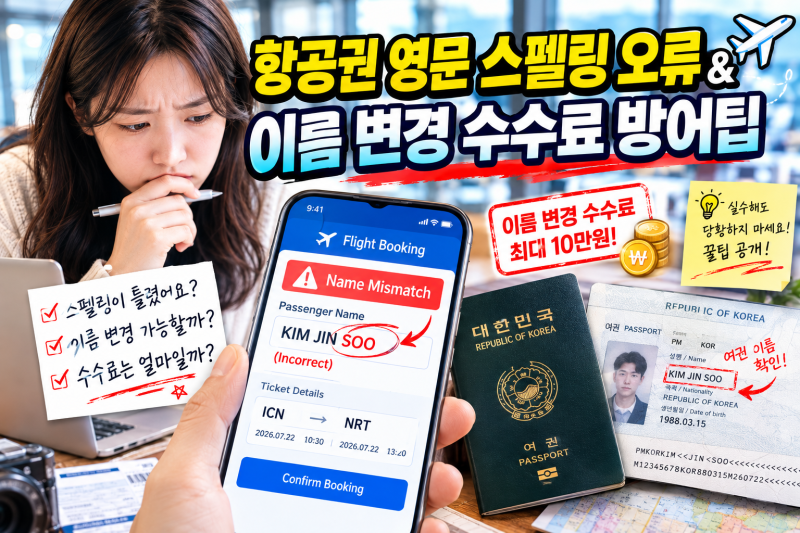 비행기표 성과 이름 반대로 썼는데 탑승 거부? 항공권 영문 스펠링 틀렸을 때 무료 수정하는 ....
