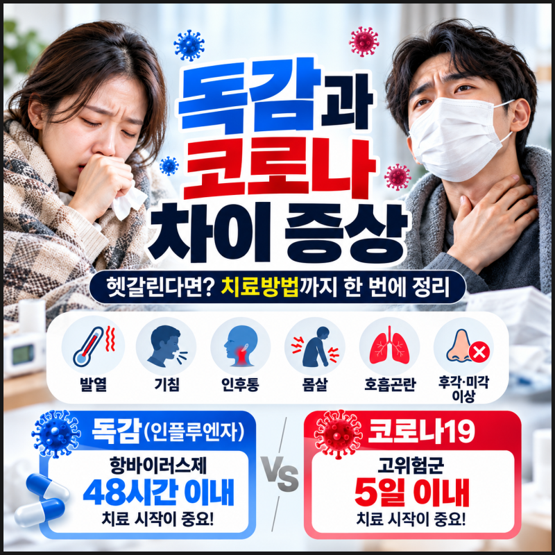 독감과 코로나 차이 증상, 헷갈린다면? 치료방법까지 한 번에 정리