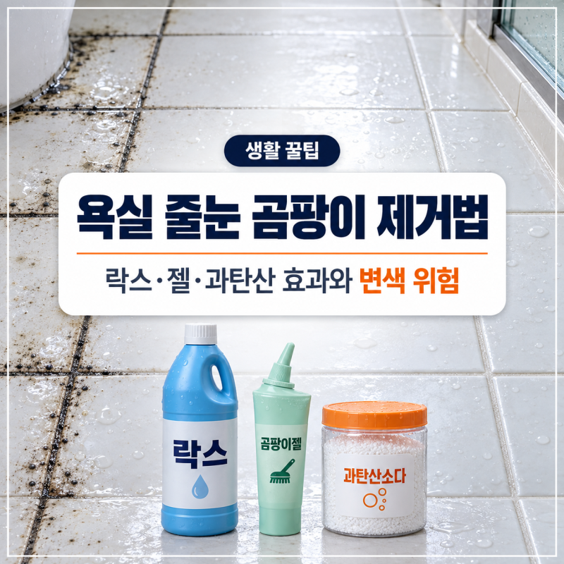 욕실 줄눈 곰팡이 제거법｜락스·곰팡이젤·과탄산소다 효과 변색 비교