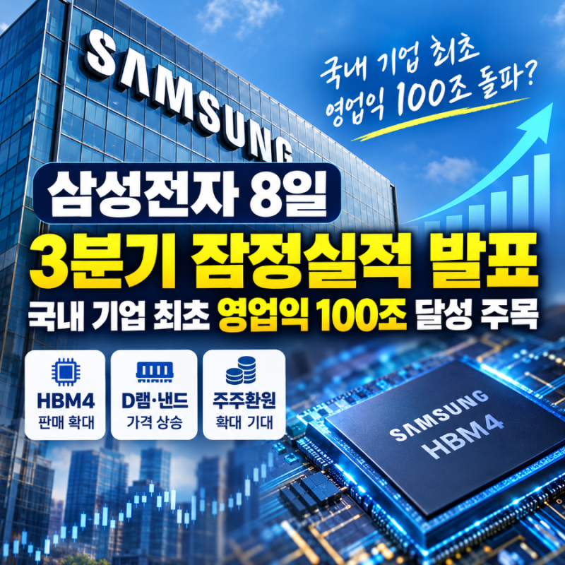 삼성전자 8일 실적 발표 | 영업익 100조 시대 개막, 4분기 120조 전망
