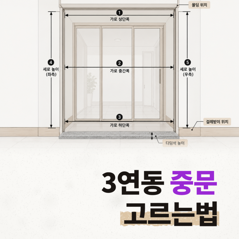 3연동 중문 고르는 법, 원슬라이딩/스윙 차이와 설치 폭 실측
