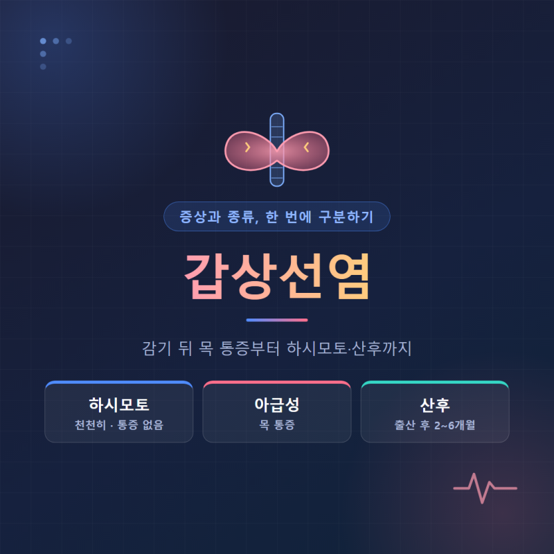 갑상선염 증상과 종류, 감기 뒤 목 통증부터 하시모토·산후까지 구분법