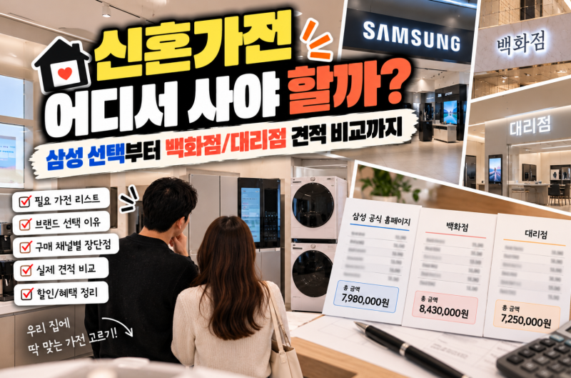 신혼가전 어디서 사야 할까? 삼성 선택부터 백화점/대리점 견적 비교까지