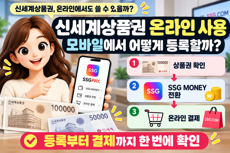 신세계상품권 온라인 사용, 모바일에서 등록하고 결제해본 순서