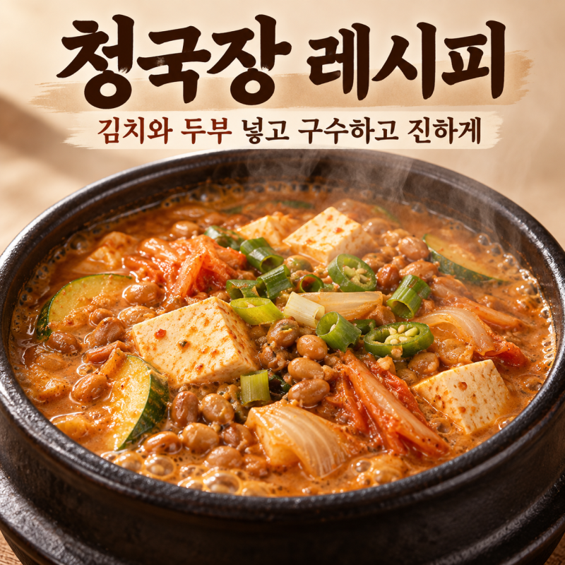 "청국장 레시피" 김치와 두부 넣고 구수하고 진하게 끓이는 법