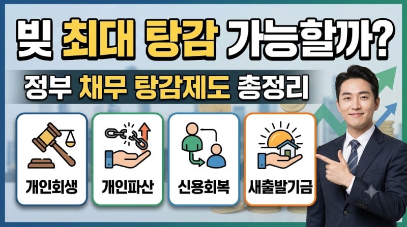 빚 최대 탕감 가능할까? 정부 채무 탕감제도 총정리｜개인회생·개인파산·신용회복·새출발....
