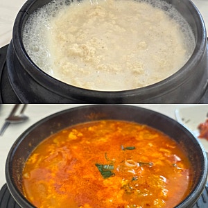 강릉 순두부 맛집 태백산맥식당, 하얀 초당순두부, 치즈짬뽕순두부