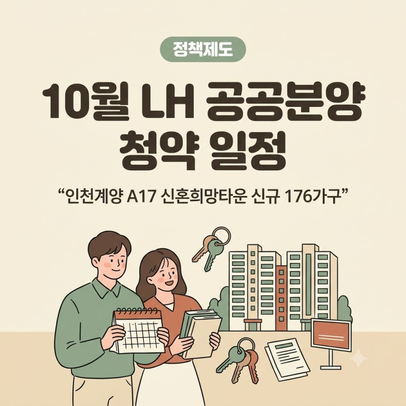2026년 10월 LH 공공분양 청약 일정 정리: 인천계양 A17 신혼희망타운 신청 조건까지