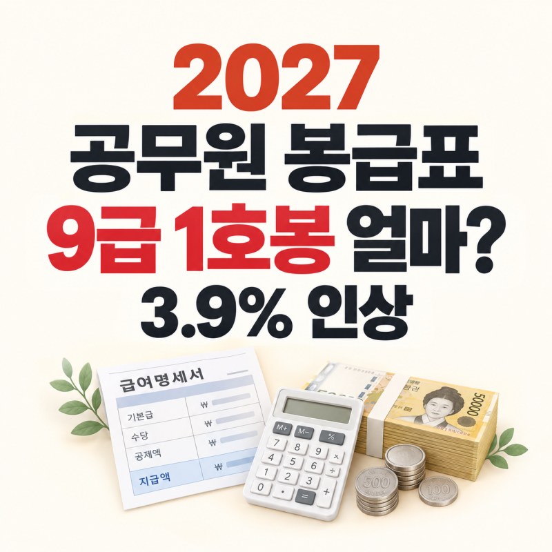 2027 공무원 봉급표 언제 나오나｜3.9% 인상하면 9급 1호봉 얼마?